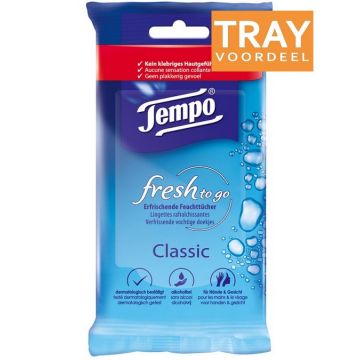 TEMPO CLASSIC FRESH TO GO VERFRISSINGSDOEKJES TRAY 15 X 10 STUKS