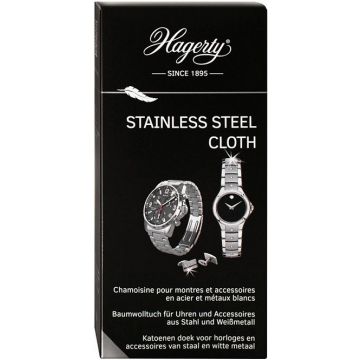 HAGERTY STAINLESS STEEL CLOTH KATOENEN POETSDOEK VOOR HORLOGES EN WIT METAAL DOOSJE 1 STUK