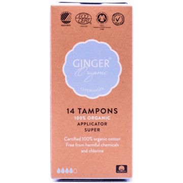 GINGER ORGANIC APPLICATOR SUPER TAMPONS DOOSJE 14 STUKS