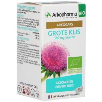 ARKOPHARMA ARKOCAPS GROTE KLIS BIJ PUISTJES EN MEE-ETERS CAPSULES POT 45 STUKS