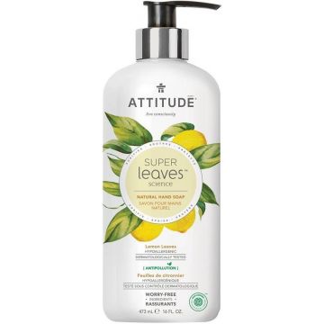 ATTITUDE SUPER LEAVES LEMON LEAVES NATURAL HAND SOAP HANDZEEP POMP 473 ML