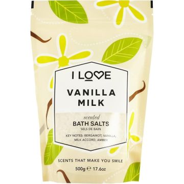 I LOVE VANILLA MILK BATH SALTS BADZOUT 500 GRAM