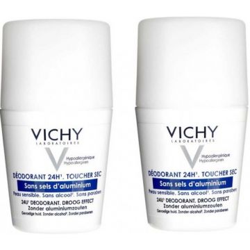 VICHY 24H DRY TOUCH DEODORANT ROLLER 2 X 50 ML