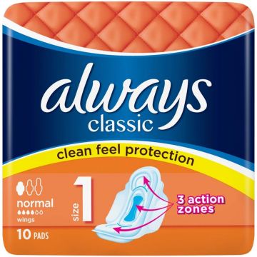 ALWAYS CLASSIC (ALWAYS) CLASSIC NORMAL WINGS MAANDVERBAND PAK 10 STUKS