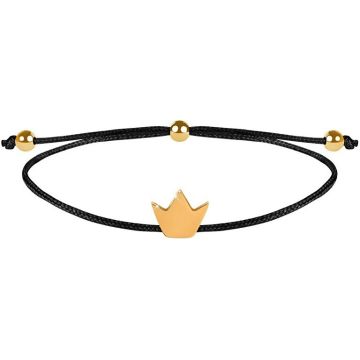 TROLI ZWARTE/GOUDEN ARMBAND MET KROON 1 STUK