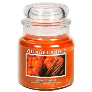 VILLAGE CANDLE SPICED PUMPKIN GEURKAARS POT 389 GRAM