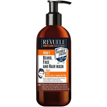 REVUELE MEN CARE SOLUTIONS BARBER SALON 3 IN 1 BEARD, FACE AND HAIR WASH 300 ML