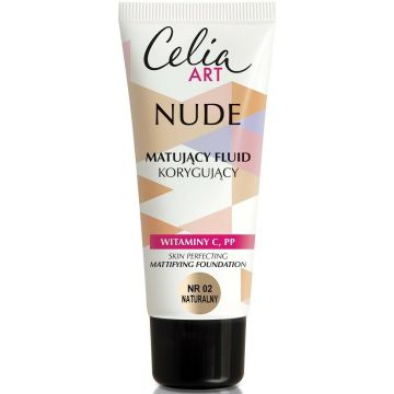 CELIA ART NUDE (CELIA) ART NUDE MATIFYING FLUID CORRECTING 02 NATURAL FOUNDATION TUBE 30 ML