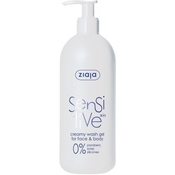 ZIAJA SENSITIVE SKIN CREAMY WASH GEL FOR FACE & BODY DOUCHEGEL POMP 400 ML