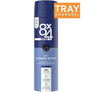 8X4 MEN NO. 17 OCEANIC BOOST DEODORANT SPRAY TRAY 6 X 150 ML