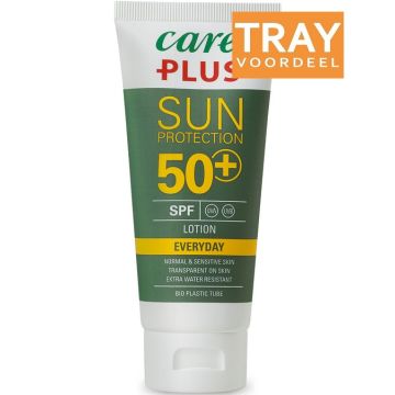 CARE PLUS SUN PROTECTION SPF 50+ EVERYDAY SUN LOTION ZONNEBRAND TRAY 12 X 100 ML