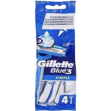 GILLETTE BLUE 3 SIMPLE WEGWERPMESJES PAK 4 STUKS