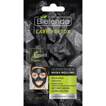 BIELENDA CARBO DETOX (BIELENDA) CARBO DETOX MIXED AND OILY SKIN CLEANSING CARBON MASK GEZICHTSMASKER ZAKJE 8 GRAM
