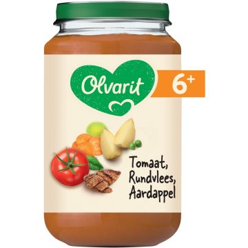 OLVARIT 6+ MAANDEN TOMAAT, RUNDVLEES, AARDAPPEL, WORTEL BABYVOEDING 200 GRAM