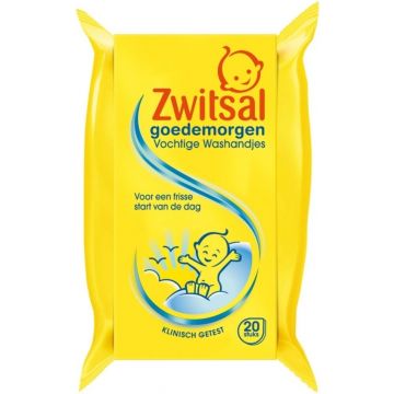ZWITSAL GOEDEMORGEN VOCHTIGE WASHANDJES PAK 20 STUKS
