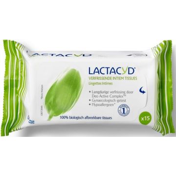 LACTACYD VERFRISSENDE INTIEM TISSUES PAK 15 STUKS