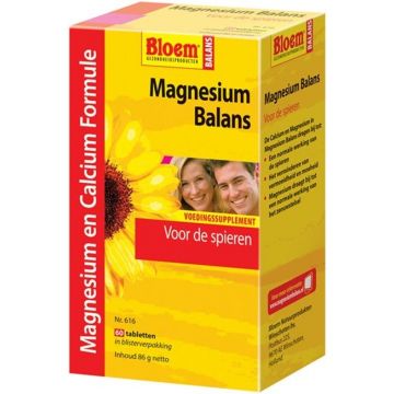 BLOEM MAGNESIUM BALANS MAGNESIUM EN CALCIUM FORMULE TABLETTEN DOOSJE 60 STUKS