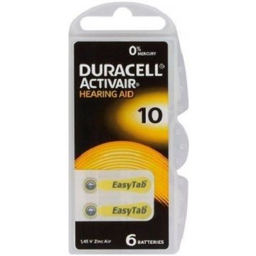 DURACELL EASYTAB ACTIVAIR (DURACELL) EASYTAB ACTIVAIR HEARING AID 10 GEHOORBATTERIJ PAK 6 STUKS