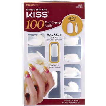 KISS FULL COVER NAILS ACTIVE OVAL NEPNAGELS 100 STUKS