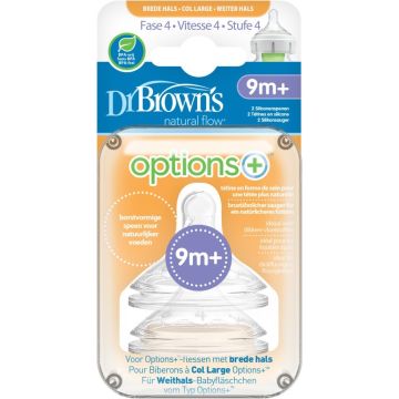 DR. BROWN'S NATURAL FLOW OPTIONS+ (DR. BROWN'S) OPTIONS+ BREDE HALS FASE 4 9M+ SPENEN 2 STUKS
