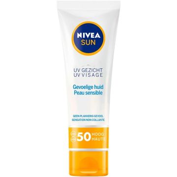 NIVEA SUN UV GEZICHT GEVOELIGE HUID SPF 50 ZONNEBRAND TUBE 50 ML