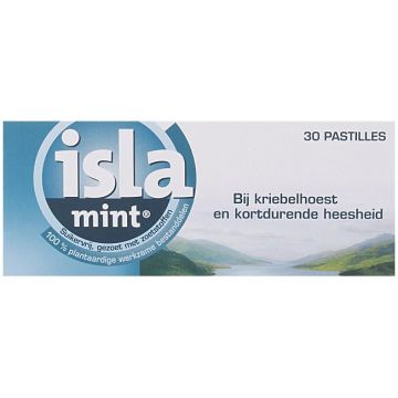 ISLA MOOS MINT SUIKERVRIJ BIJ KRIEBELHOEST EN KORTDURENDE HEESHEID PASTILLES DOOSJE 30 STUKS