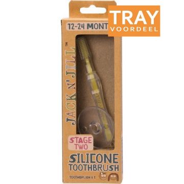 JACK 'N JILL SILICONE TOOTHBRUSH 12-24 MAAND TANDENBORSTEL TRAY 8 X 1 STUK