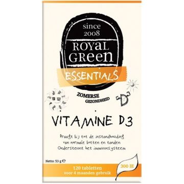ROYAL GREEN ESSENTIALS (ROYAL GREEN) ESSENTIALS VITAMINE D3 TABLETTEN POT 120 STUKS