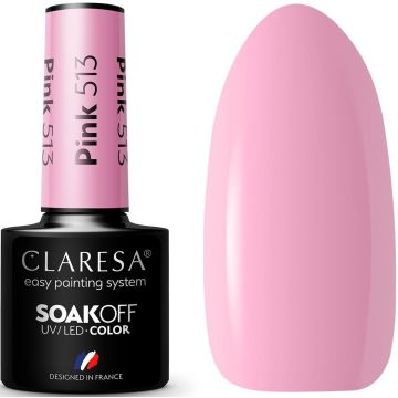 CLARESA COLOR SOAK OFF PINK 513 UV/LED GELLAK 5 GRAM