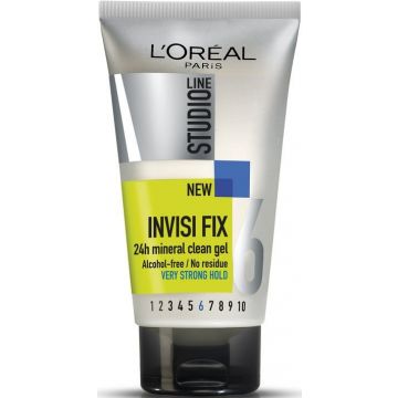 L'OREAL STUDIO LINE INVISI FIX (L'OREAL) INVISI FIX 24H MINERAL CLEAN GEL VERY STRONG HOLD TUBE 150 ML