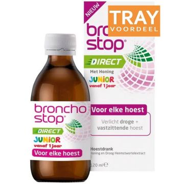 BRONCHOSTOP DIRECT MET HONING JUNIOR VANAF 1 JAAR HOESTDRANK TRAY 30 X 120 ML