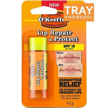 O'KEEFFE'S LIP REPAIR (O KEEFFE'S) LIP REPAIR & PROTECT SPF15 LIPPENBALSEM STICK TRAY 6 X 4,2 GRAM