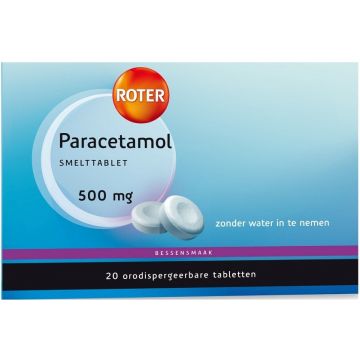 ROTER PARACETAMOL SMELTTABLET 500 MG BESSENSMAAK DOOSJE 20 STUKS