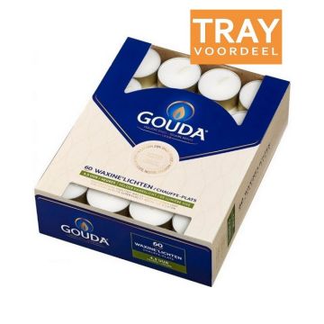 GOUDA WAXINELICHTEN 4,5 UUR (WIT) TRAY 6 X 60 STUKS