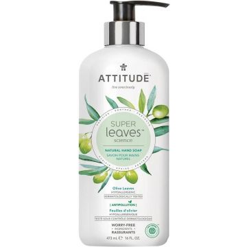ATTITUDE SUPER LEAVES OLIVE LEAVES NATURAL HAND SOAP HANDZEEP POMP 473 ML