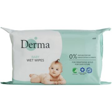 DERMA BABY WET WIPES BABYDOEKJES PAK 64 STUKS