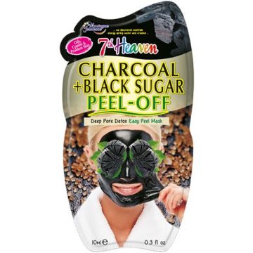 7TH HEAVEN CHARCOAL + BLACK SUGAR PEEL-OFF MASK GEZICHTSMASKER ZAKJE 10 ML