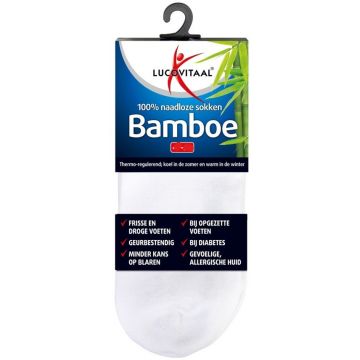 LUCOVITAAL BAMBOE ENKEL SOKKEN MAAT 47-50 WIT 1 PAAR
