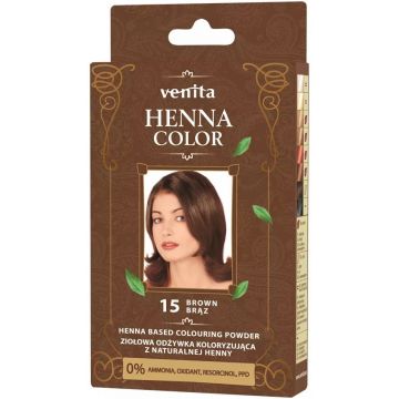 VENITA HENNA COLOR (VENITA) HENNA COLOR 15 BROWN COLOURING POWDER DOOSJE 25 GRAM