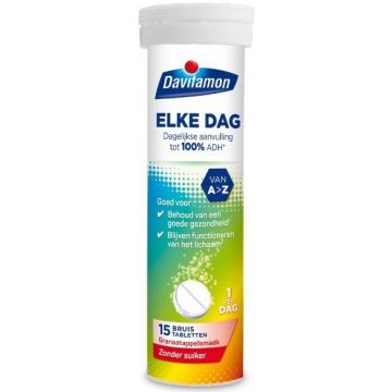 DAVITAMON ELKE DAG BRUISTABLETTEN KOKER 15 STUKS