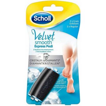SCHOLL VELVET SMOOTH (SCHOLL) VELVET SMOOTH EXPRESS PEDI DIAMANTKRISTALLEN ROLLERS REGULAR NAVULLING PAK 2 STUKS