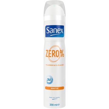 SANEX ZERO% GEVOELIGE HUID (SANEX) ZERO% SENSITIVE DEO SPRAY SPUITBUS 200 ML