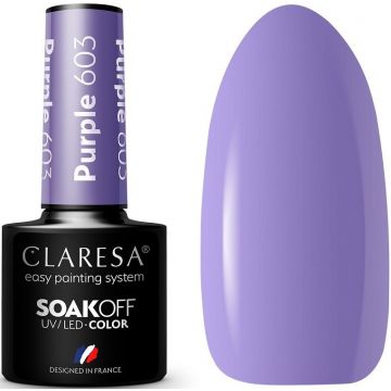 CLARESA COLOR SOAK OFF PURPLE 603 UV/LED GELLAK 5 GRAM