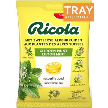 RICOLA CITROEN MUNT SUIKERVRIJ KRUIDENPASTILLES TRAY 12 X 75 GRAM
