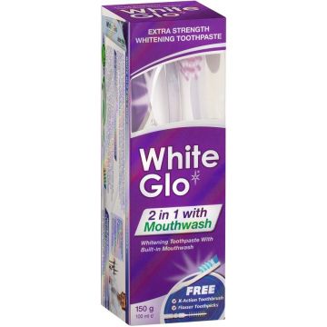 WHITE GLO 2-IN-1 WITH MOUTHWASH SET 1 STUK