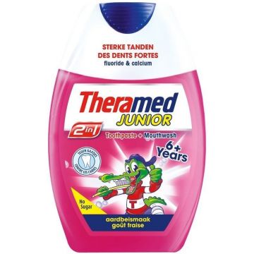 THERAMED JUNIOR (THERAMED) JUNIOR 2 IN 1 6+ JAAR AARDBEISMAAK TANDSPOELING FLACON 75 ML