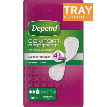 DEPEND COMFORT PROTECT NORMAL VERBAND TRAY 6 X 14 STUKS