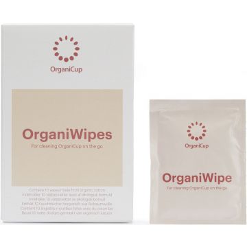 ORGANICUP ORGANIWIPES CLEANING WIPES FOR MENSTRUAL CUPS DOOSJE 10 STUKS