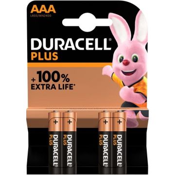 DURACELL PLUS POWER (DURACELL) PLUS POWER AAA-BATTERIJEN PAK 4 STUKS