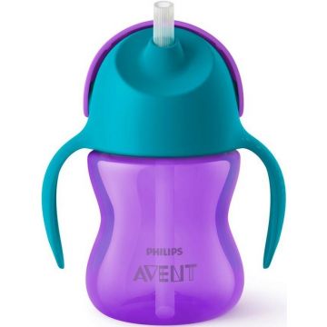 PHILIPS AVENT RIETJES BEKER 9+ MAAND PAARS/GROEN 200 ML 1 STUK